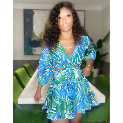 Come Get Me Romper (Blue/Green)