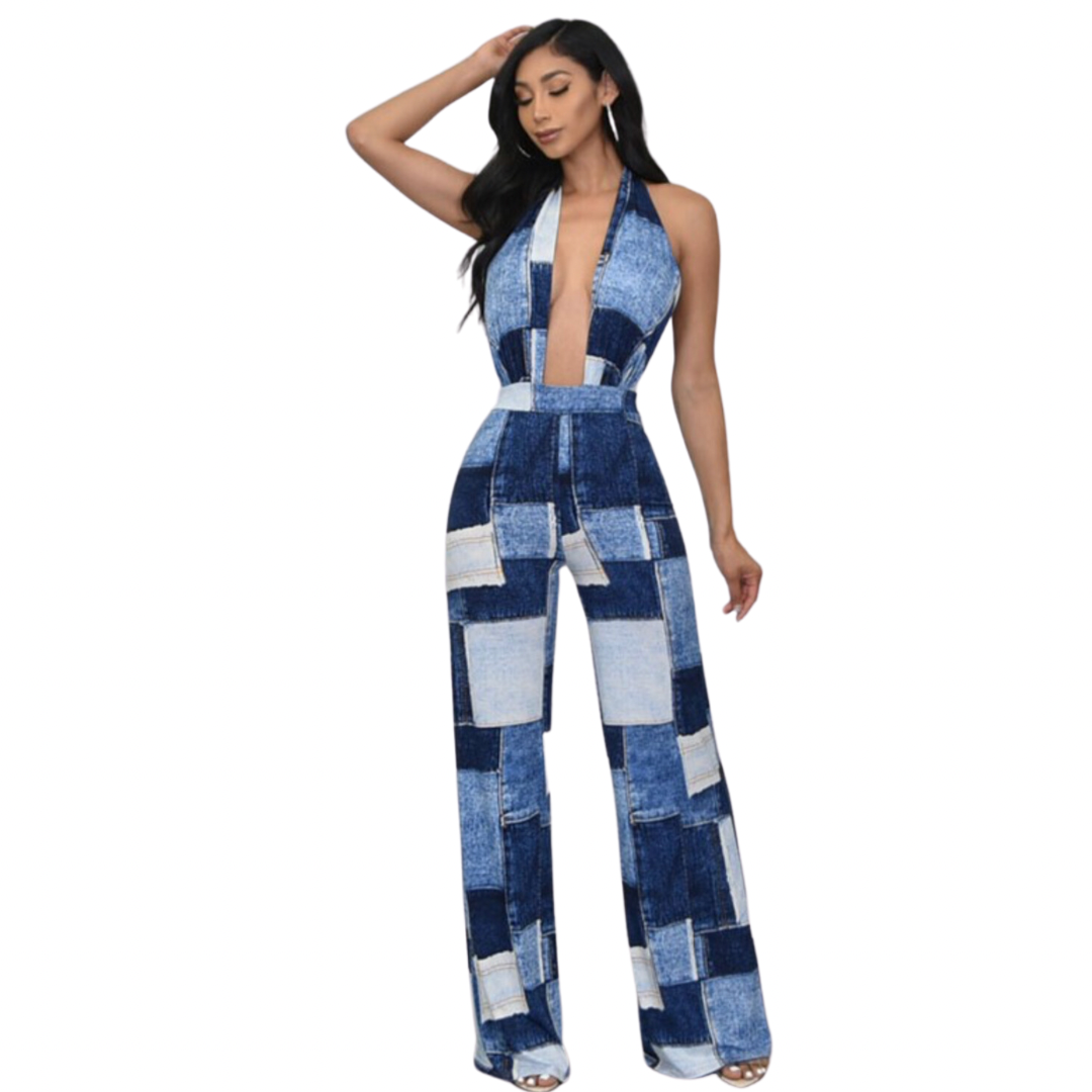 Denim Print Jumpsuit