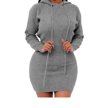 Cozy Hoodie Dress (Grey)