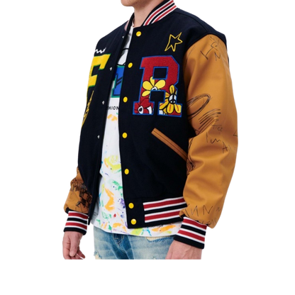 Varsity Jacket (Navy/Tan)