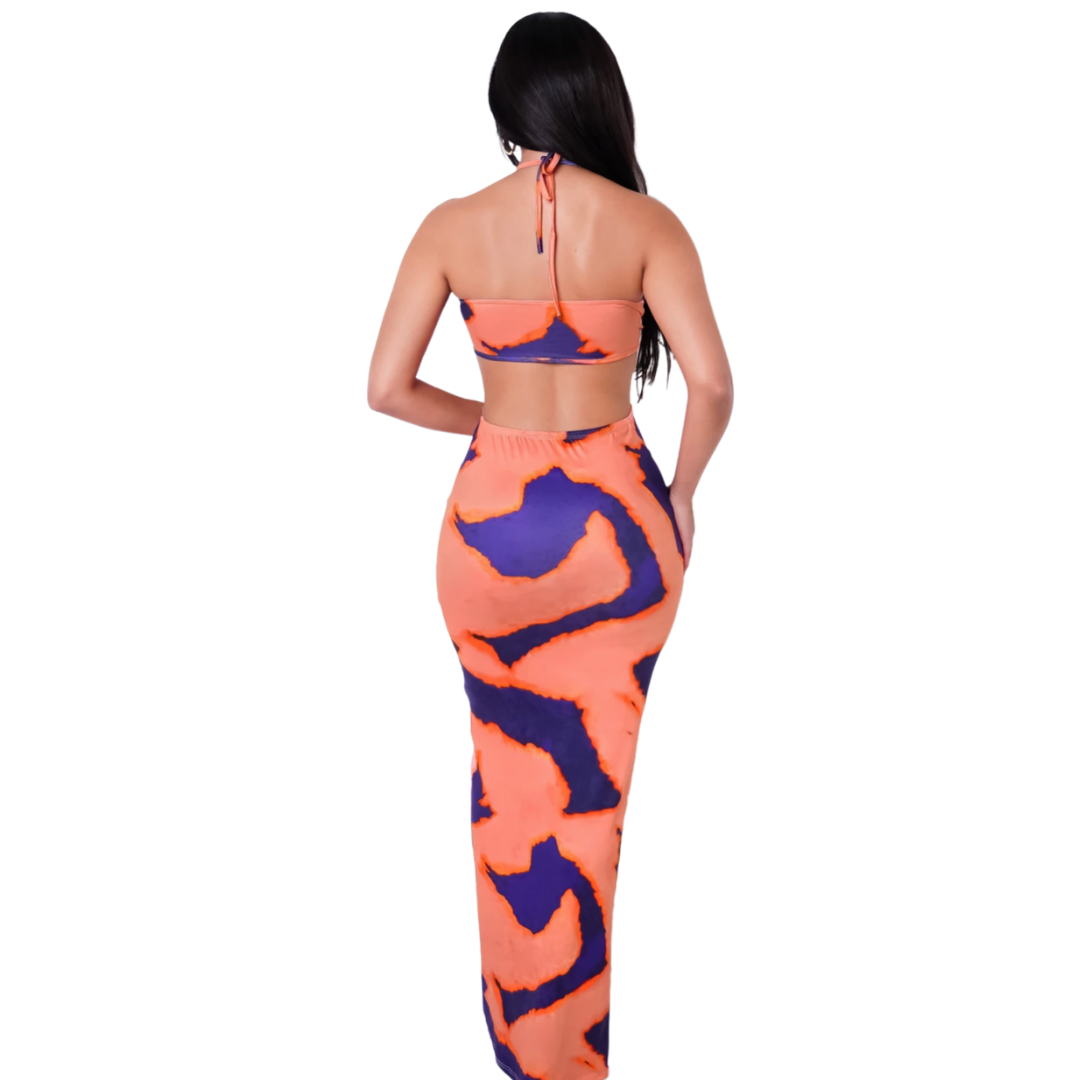Starburst Maxi Dress (Orange)