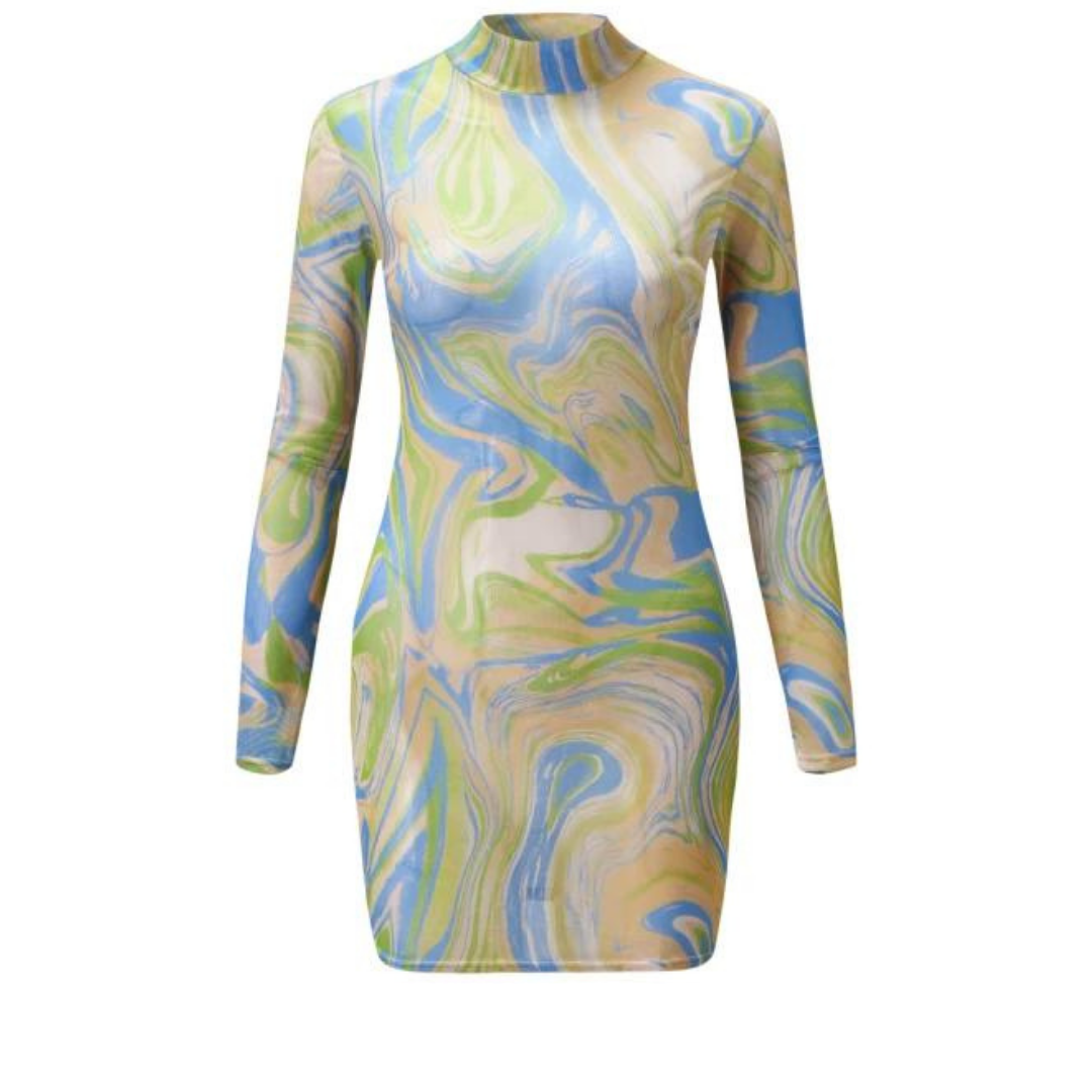Swirl Dress (Green/Blue)